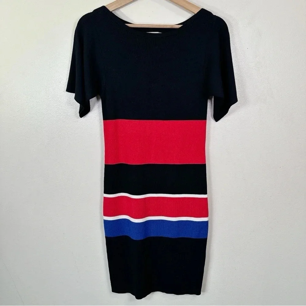 Banana Republic Womens Size Small Knit Color Block Short Sleeve Sweater Dress